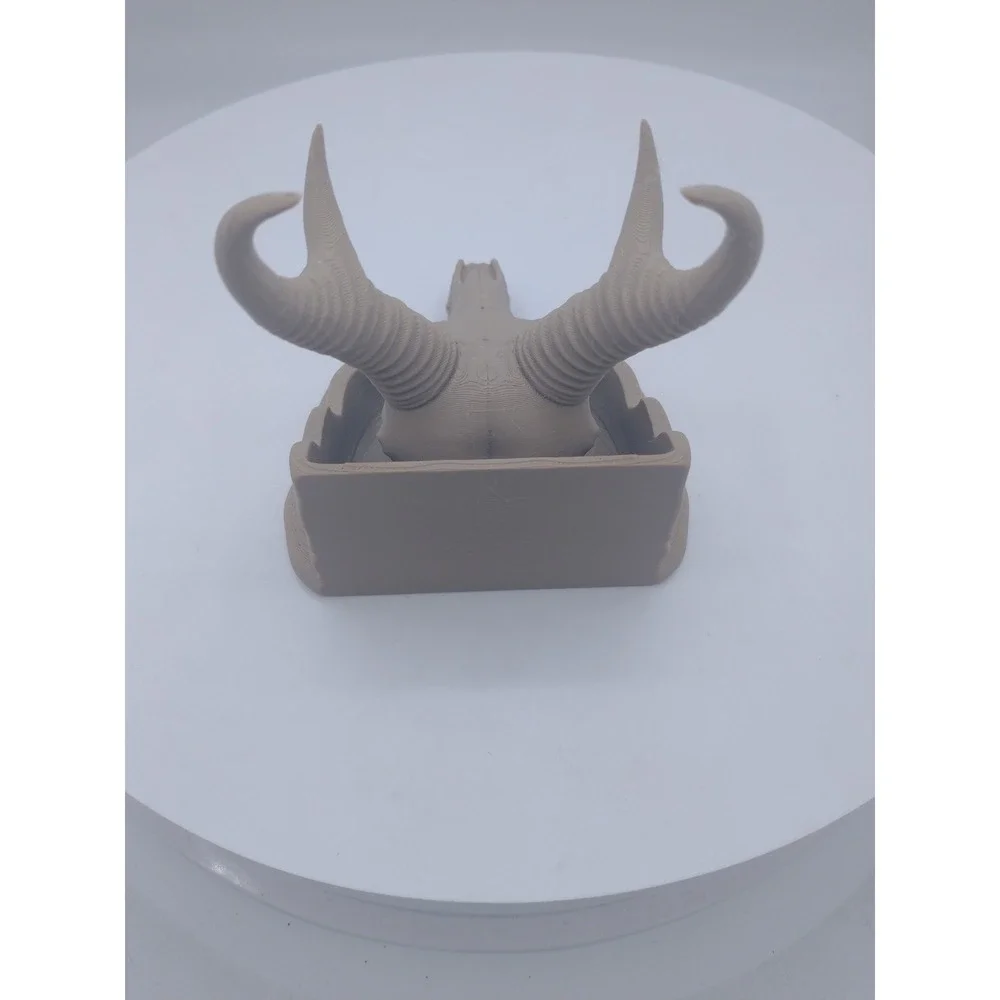 3D Printed Animal Skull Jewelry Holder Pronghorn Ring Display Tan Organizer